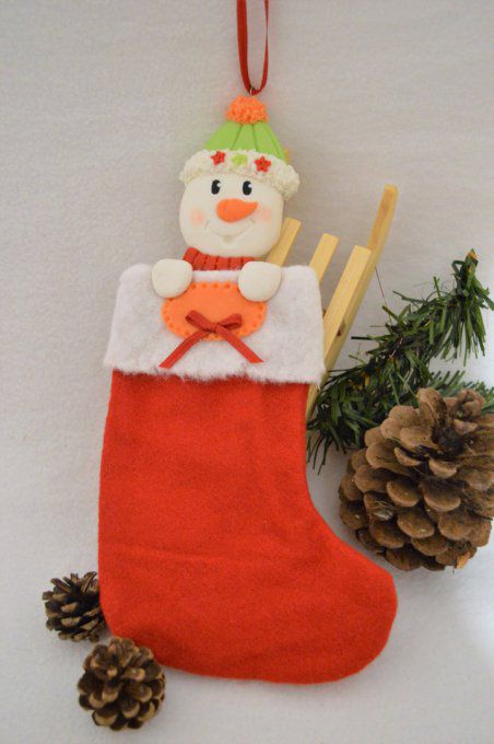 chaussette bonhomme de neige à remplir