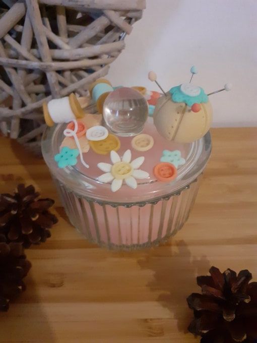 bougie parfumée - coudre en pêche et menthe